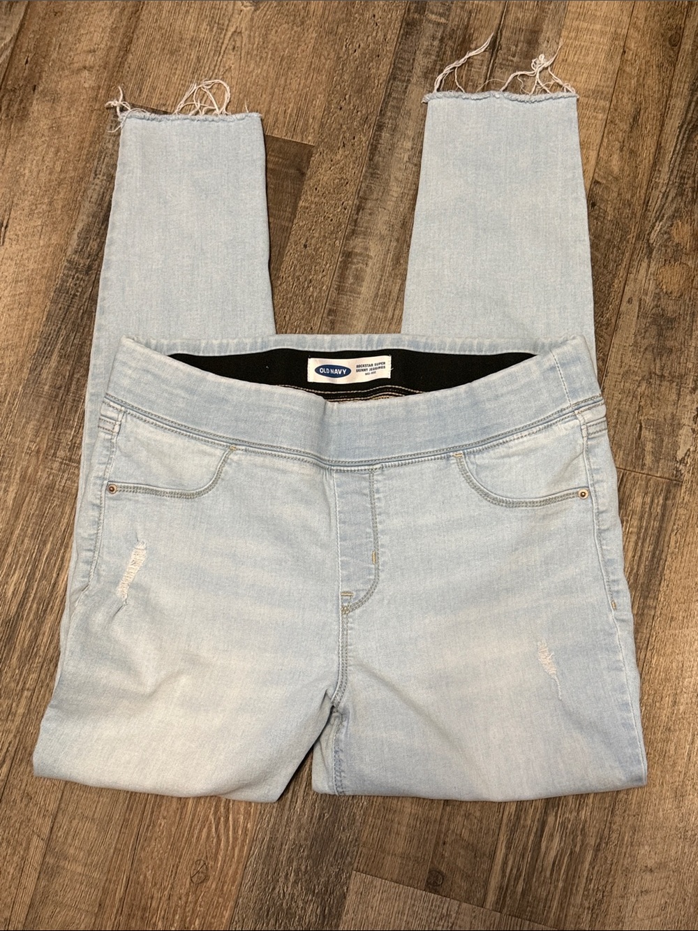 Old Navy Rockstar Super Skinny Jeggings Mid Rise Light Wash Size 12
